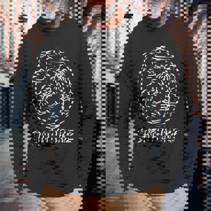 サンタクルーズ カリフォルニア サーフィン サーファー ビンテージ レトロ 長袖Tシャツ 高齢者への贈り物