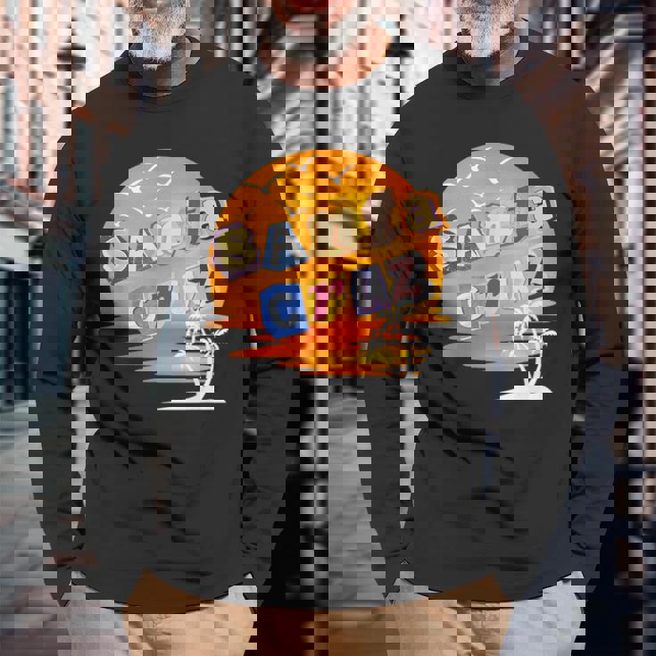 サンタクルーズサンセット 長袖Tシャツ 高齢者への贈り物