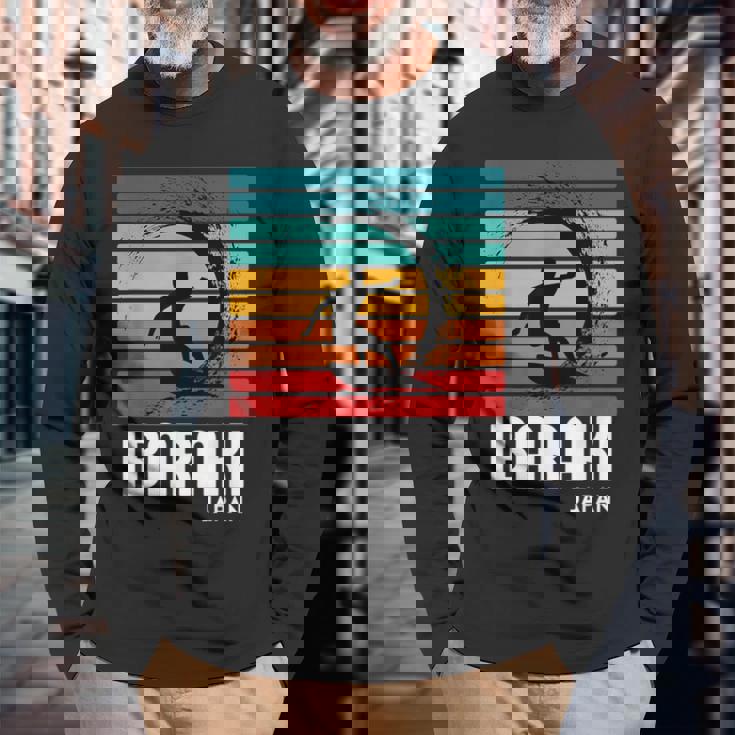 サーフ 茨城 日本 ビーチ ヴィンテージ レトロ サーフィン 長袖Tシャツ 高齢者への贈り物