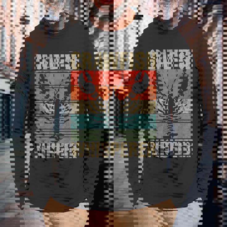 ザリガニ レトロ 面白い ザリガニ シーフード ロブスター ザリガニ好き 長袖Tシャツ 高齢者への贈り物