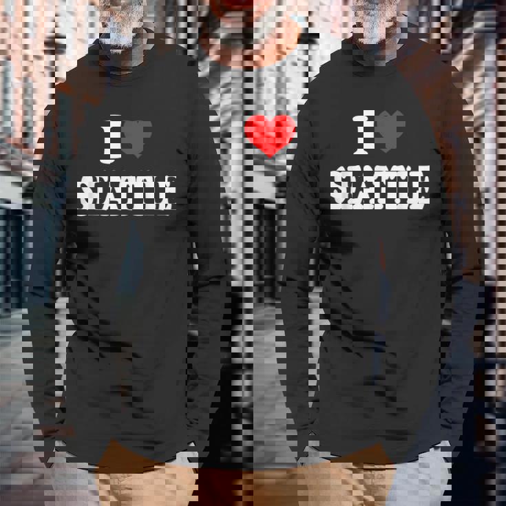 シアトル I Hearteattle I Loveeattle 長袖Tシャツ 高齢者への贈り物