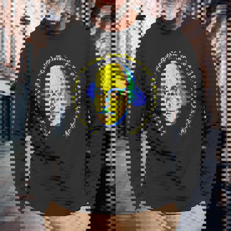 シェイクスピアがマクベスの言葉を引用したらそれが終わったら終わった 長袖Tシャツ 高齢者への贈り物