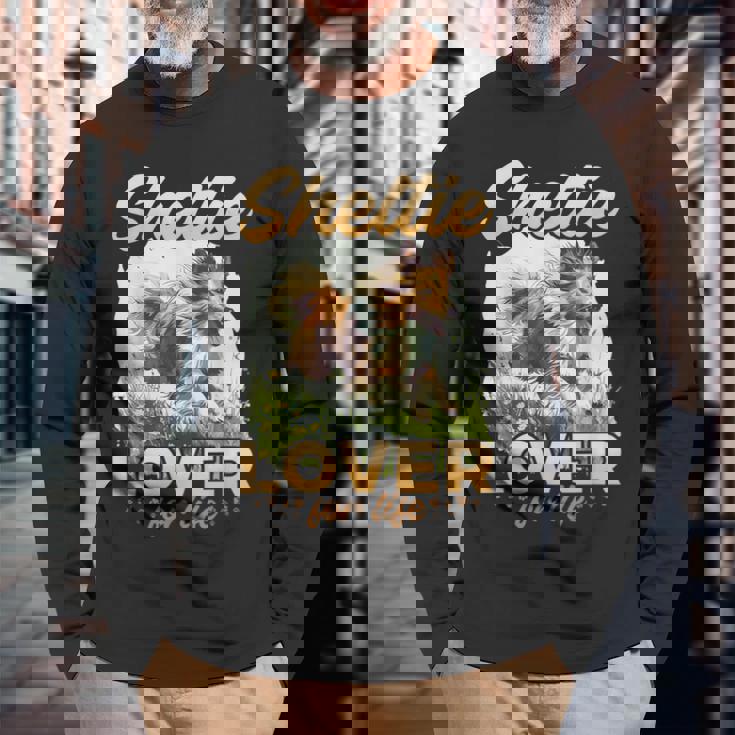 シェットランド・シープドッグ・ドッグ・シェルティー-シェルティ・ラヴァー・フォー・ライフ 長袖Tシャツ 高齢者への贈り物