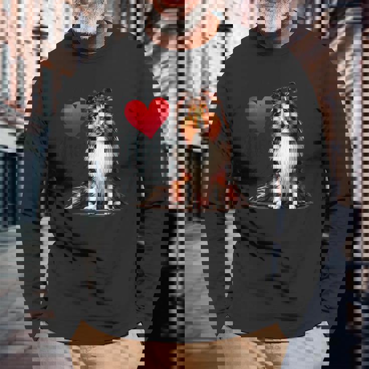 シェルティ・ドッグ・ママ、シェットランド・シープドッグ・ママ 長袖Tシャツ 高齢者への贈り物