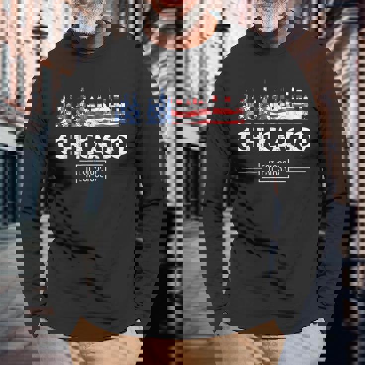 シカゴ 7月4日 アメリカ国旗 愛国的お土産 長袖Tシャツ 高齢者への贈り物