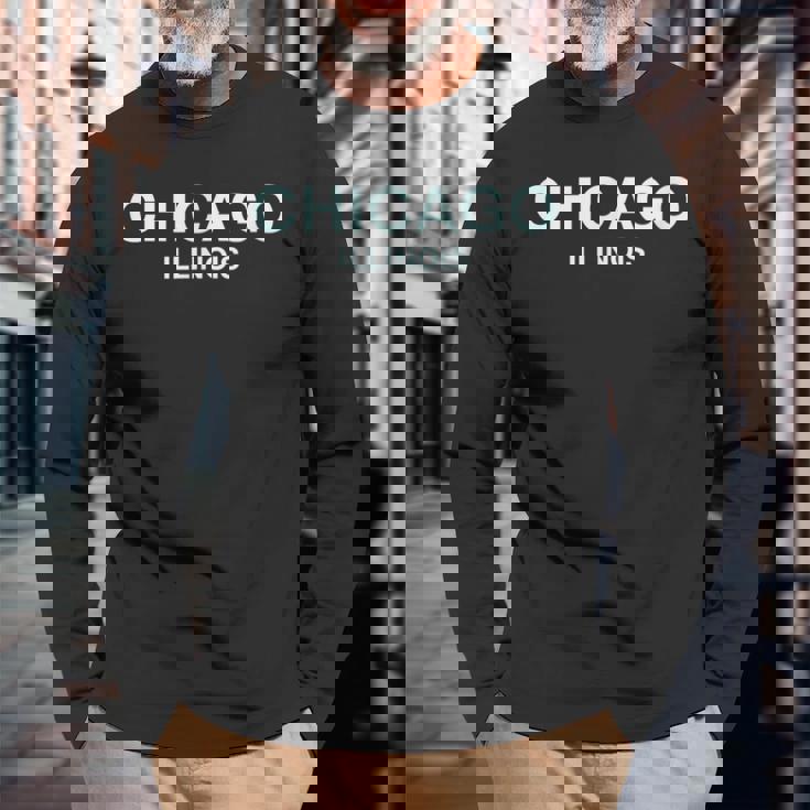 シカゴイリノイ大学-大学、学校 シカゴ 長袖Tシャツ 高齢者への贈り物