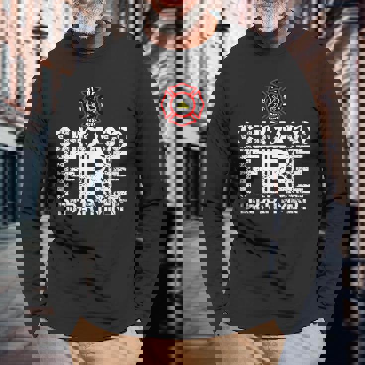 シカゴ消防署tシャツ ファイヤーハウス 長袖Tシャツ 高齢者への贈り物