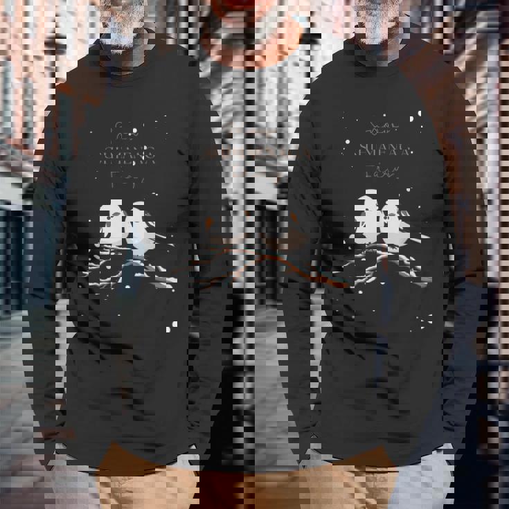 シマエナガ 雪の妖精 北海道 日本の野鳥 長袖Tシャツ 高齢者への贈り物