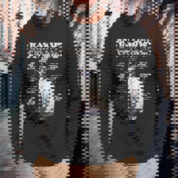 シャム猫長袖Tシャツ 高齢者への贈り物