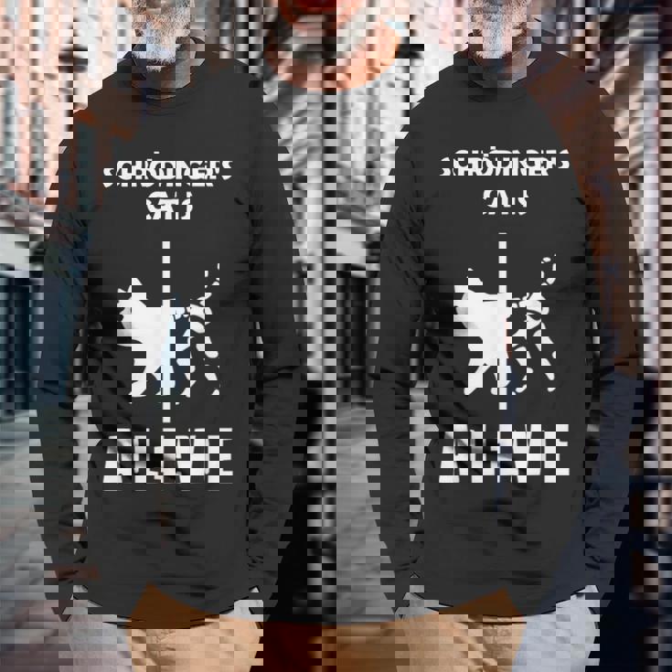 シュレディンガーの猫-死んで生きている-物理オタク 長袖Tシャツ 高齢者への贈り物