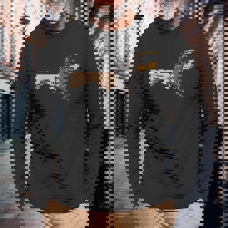 ショベルカー バケット 拳 バンプダッド ジョーク 面白い相棒 人生用 長袖Tシャツ 高齢者への贈り物