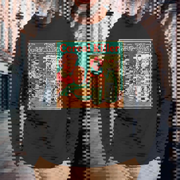 シリアル シリアル キラー 音声しゃれ ホラー コア ミッドセンチュリー 長袖Tシャツ 高齢者への贈り物