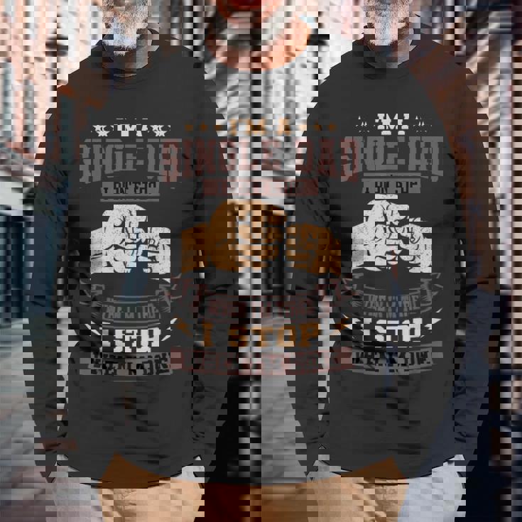 シングルパパ唯一の親ソロペアレントフッドローン・ファーザー 長袖Tシャツ 高齢者への贈り物