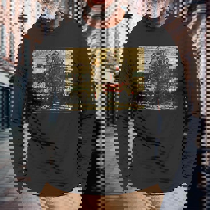 シングル・ハウス・バイ・エゴン・シーレ1915 長袖Tシャツ 高齢者への贈り物