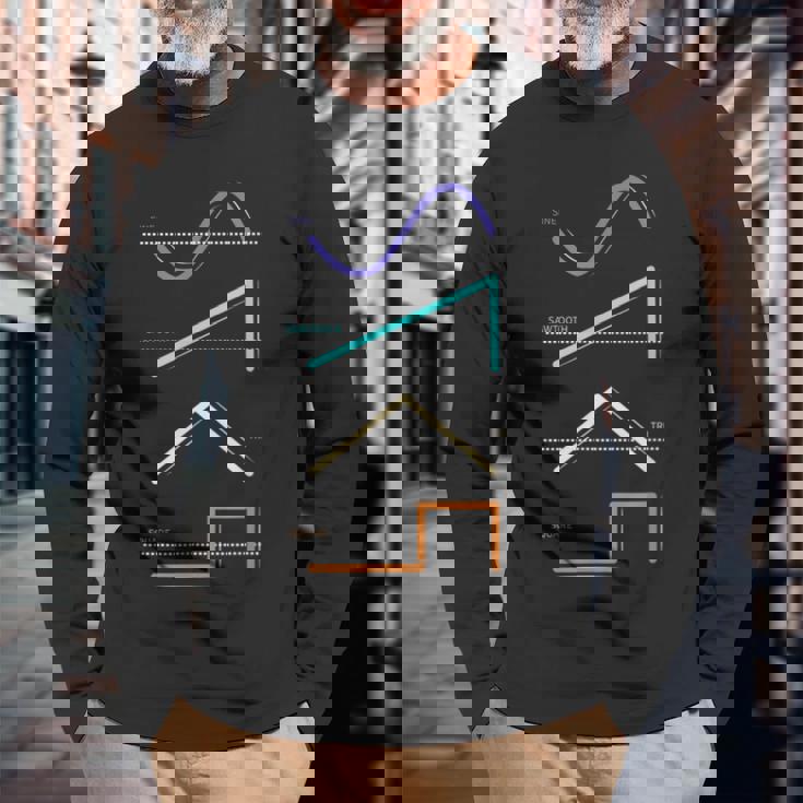 シンセサイザー シンボル 電子音楽 波形 シンセ 長袖Tシャツ 高齢者への贈り物