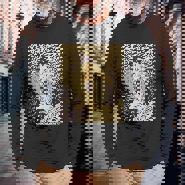 シンセサイザー テクノ 音楽 面白い サムライ シンセサイザー 長袖Tシャツ 高齢者への贈り物