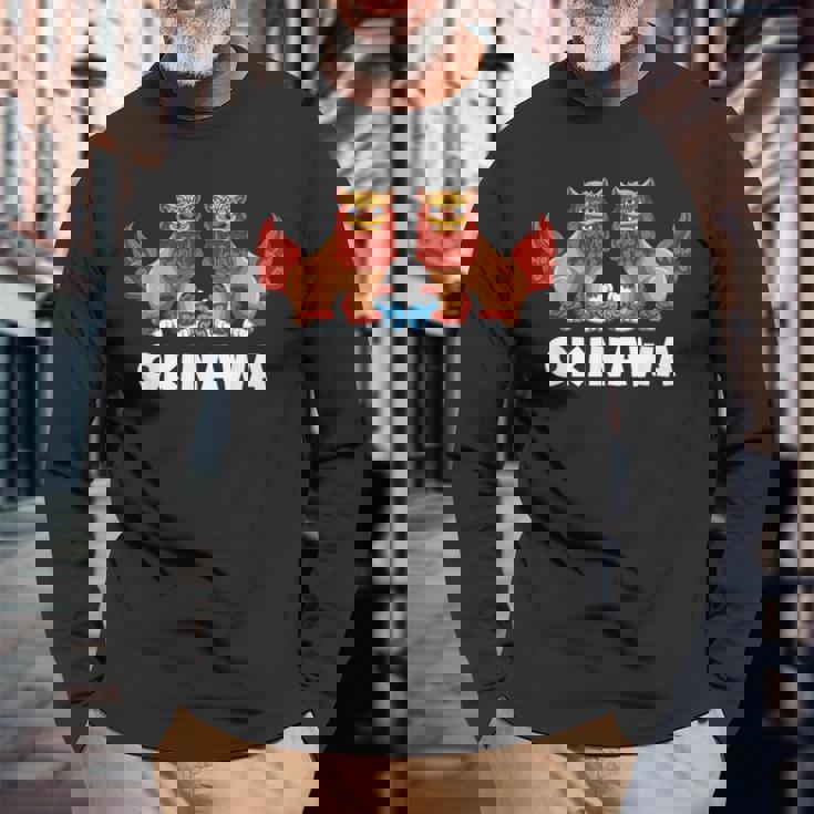 シーサー犬沖縄 長袖Tシャツ 高齢者への贈り物