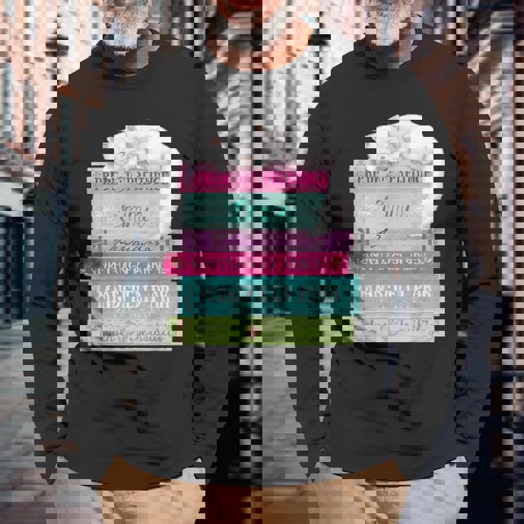 ジェーンオースティン 本 スタック おもしろ文学 長袖Tシャツ 高齢者への贈り物