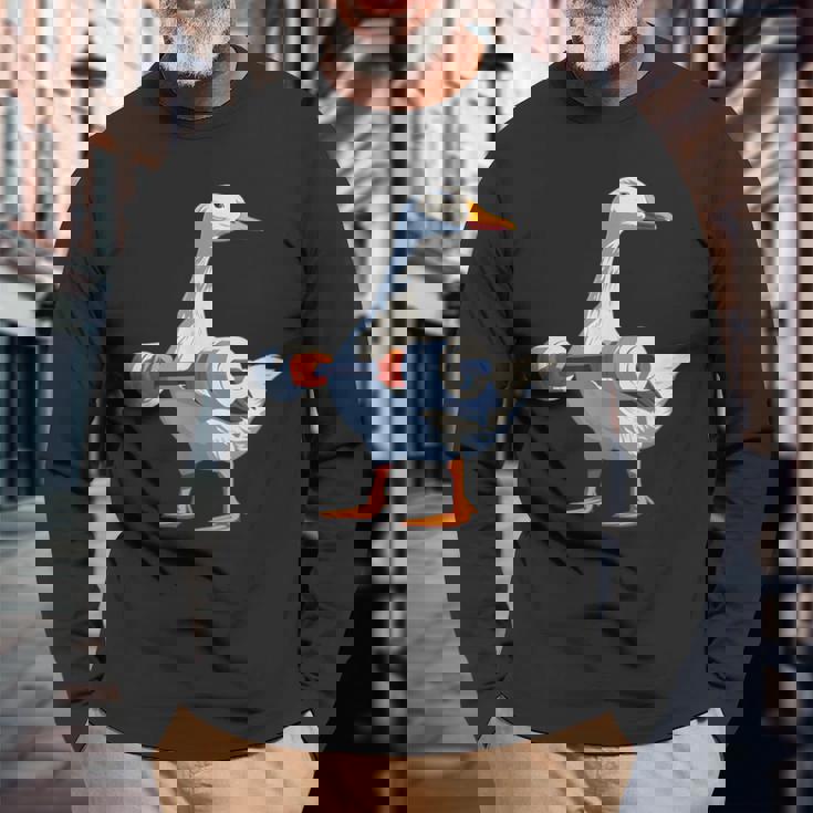 ジムダックグースウェイトリフティング ストロングコアワークアウト 長袖Tシャツ 高齢者への贈り物