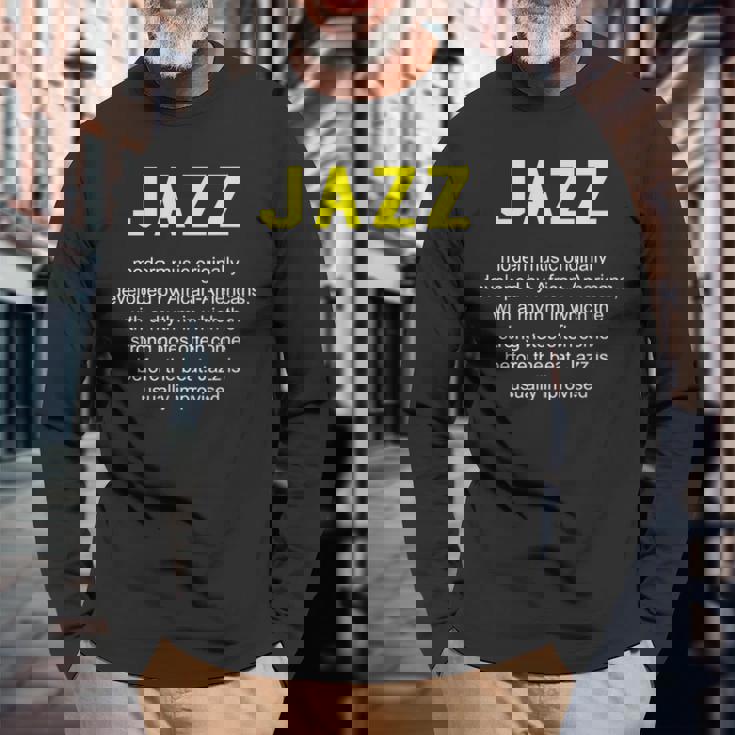 ジャズ音楽辞書の定義面白いジャズミュージシャンヴィンテージ Jazz 長袖Tシャツ 高齢者への贈り物