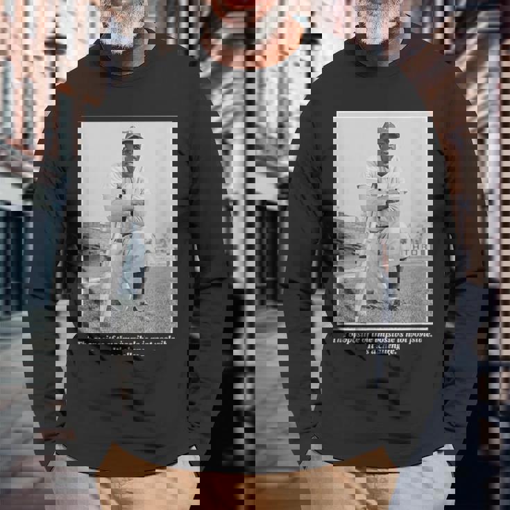 ジャッキーロビンソン_Baseball_034 長袖Tシャツ 高齢者への贈り物