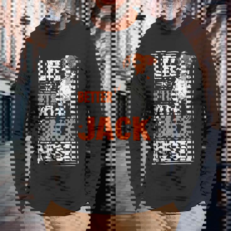 ジャック・ラッセル・テリア 犬所有者へのギフト 長袖Tシャツ 高齢者への贈り物