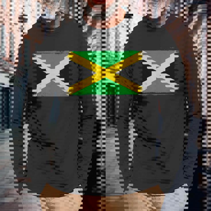 ジャマイカ国旗ジャマイカ 長袖Tシャツ 高齢者への贈り物