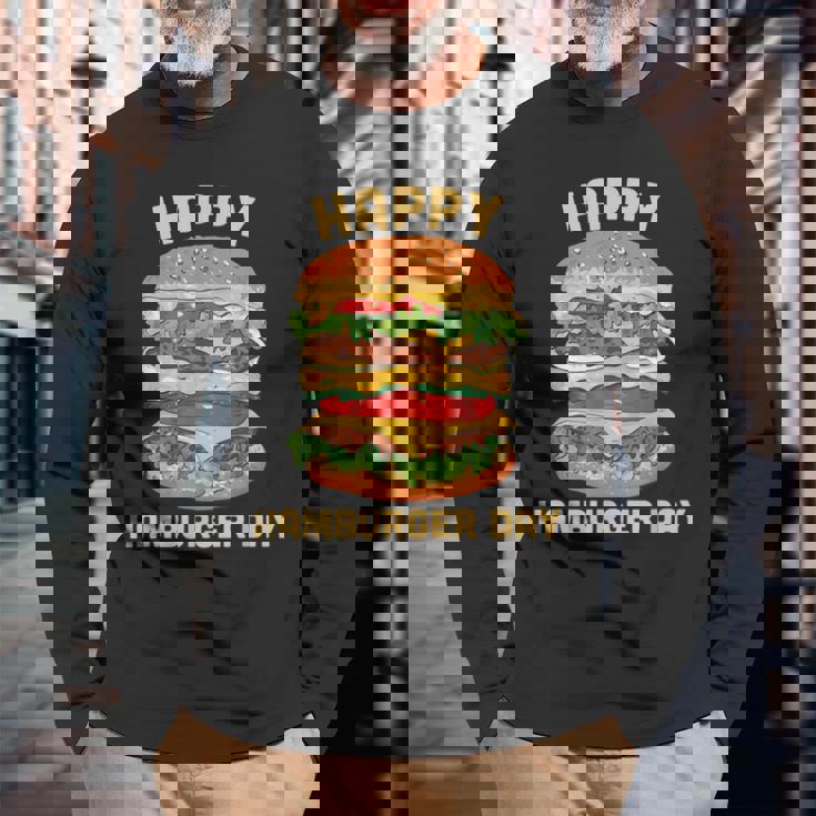 ジャンクフード チーズバーガー ハンバーガー デイバーガーフライ 長袖Tシャツ 高齢者への贈り物