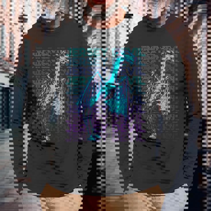 ジャージーデビルクリプティッドクリプトゾロジーレトロ 長袖Tシャツ 高齢者への贈り物