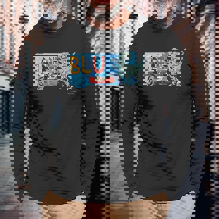 ジュラシック・ワールド Blue Cute Illustlation 長袖Tシャツ 高齢者への贈り物