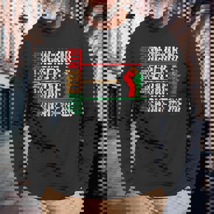 ジューンティーンスは1865年以来すべてのチェーンを断ち切りました 長袖Tシャツ 高齢者への贈り物