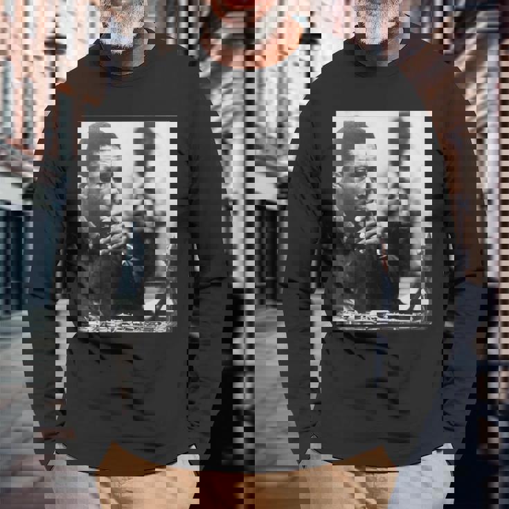 ジョン・コルトレーン 白黒写真 長袖Tシャツ 高齢者への贈り物