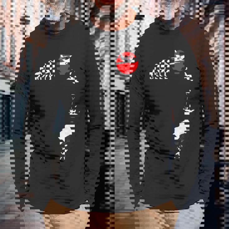 スカイダイビング、パラシュートアウトフィット、スカイダイビング、パラシュツリスト 長袖Tシャツ 高齢者への贈り物