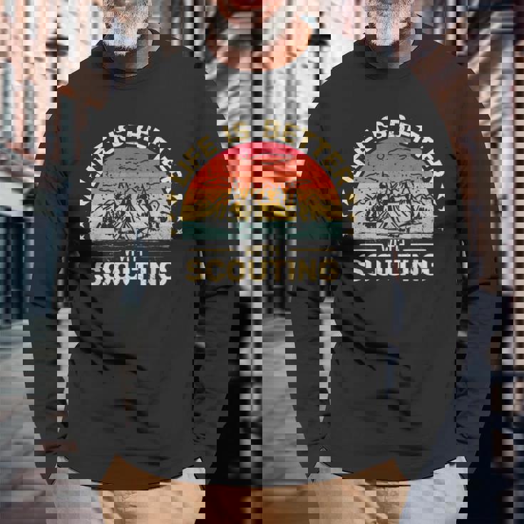 スカウトキャンプボーイハイキングスカウトでlife Is Better 長袖Tシャツ 高齢者への贈り物