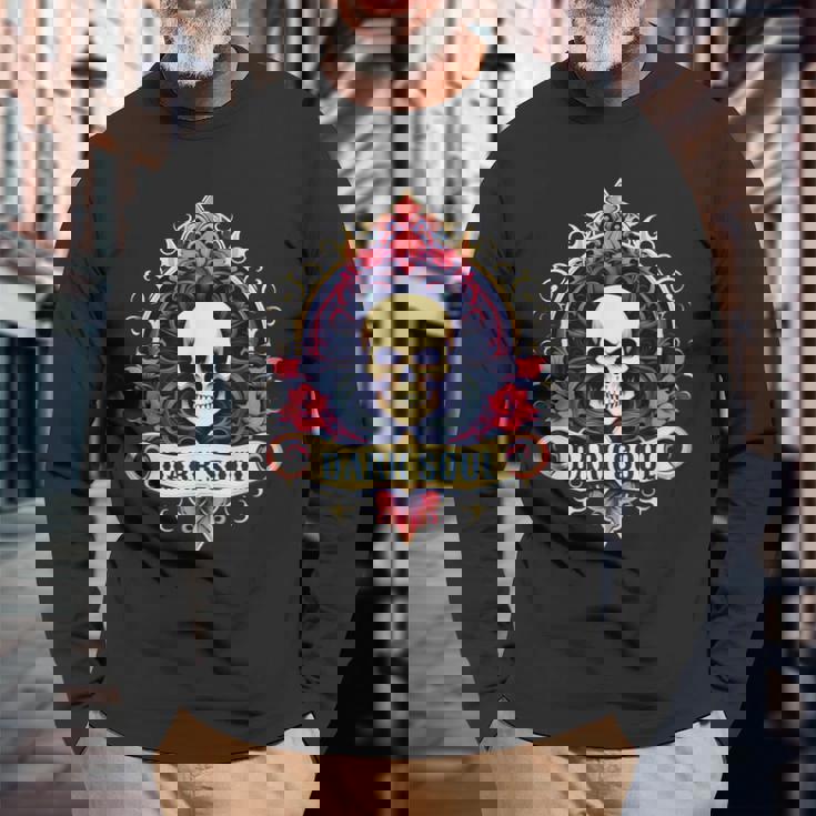 スカル ゴシック ダーク バナー ソウルフラワー エステティック スカル ゴス 長袖Tシャツ 高齢者への贈り物