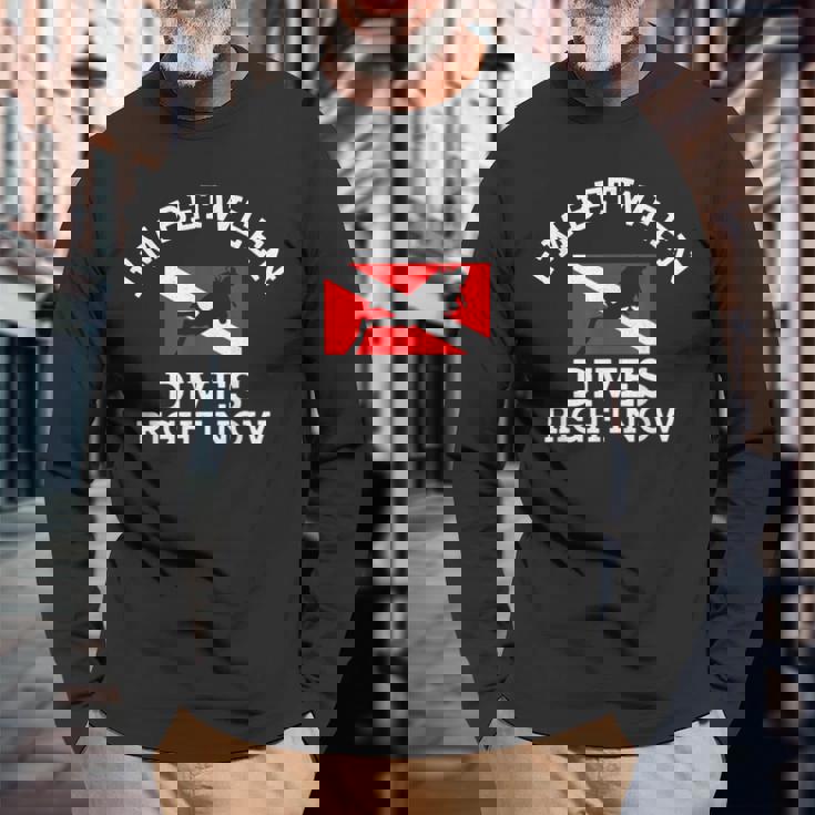 スキューバダイビング ダイバー ダウン ダイブ フラッグ ダイブ 長袖Tシャツ 高齢者への贈り物