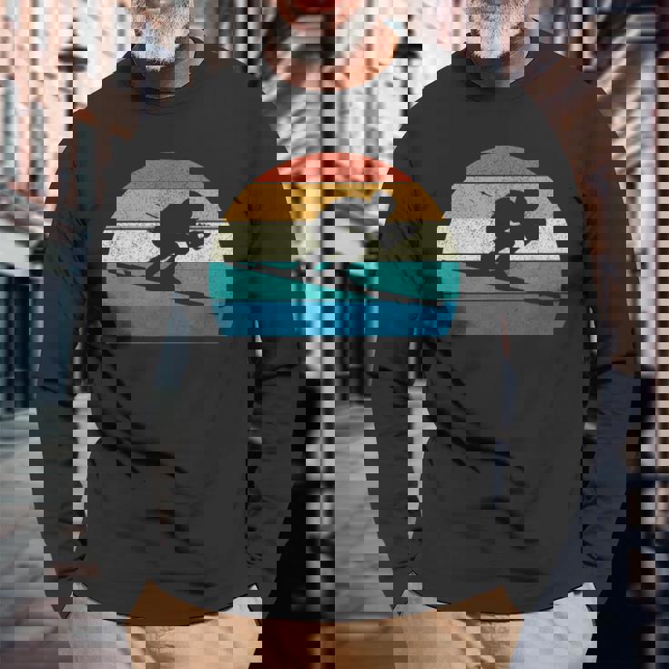 スキー スキー レース スラローム レトロ 長袖Tシャツ 高齢者への贈り物