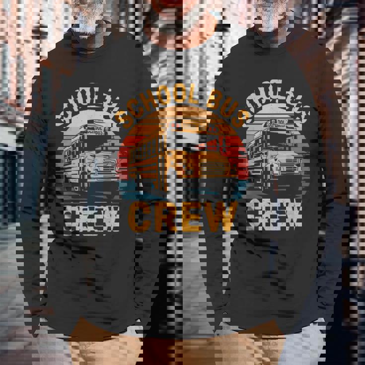 スクールバス クルー レトロ スクールバス 乗車 バス 運転手 長袖Tシャツ 高齢者への贈り物