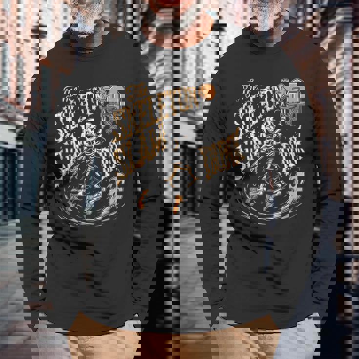 スケルトンスラムダンク 怖いバスケットボール ハロウィン 長袖Tシャツ 高齢者への贈り物