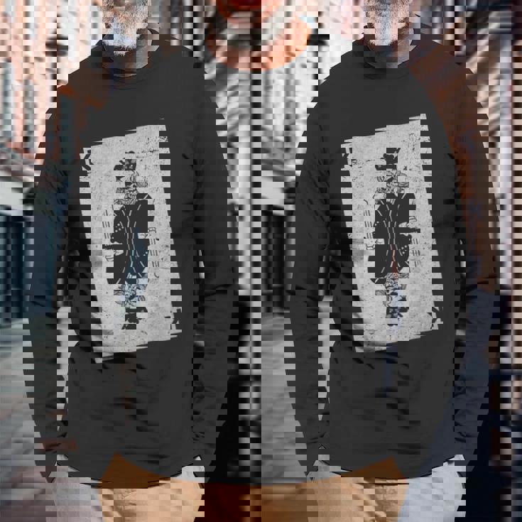 スケルトントランプキングギャンブル死神 長袖Tシャツ 高齢者への贈り物