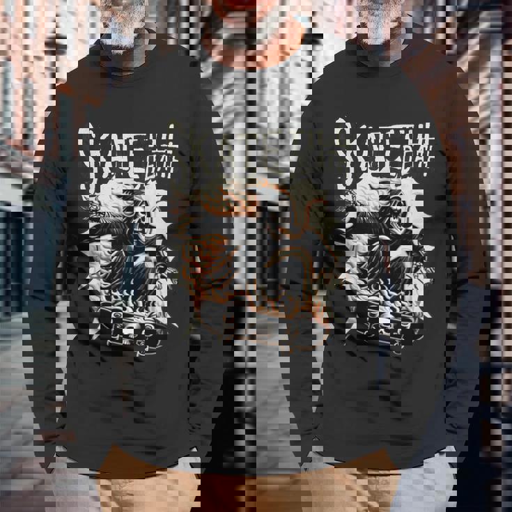 スケーター スケルトンデザイン 長袖Tシャツ 高齢者への贈り物