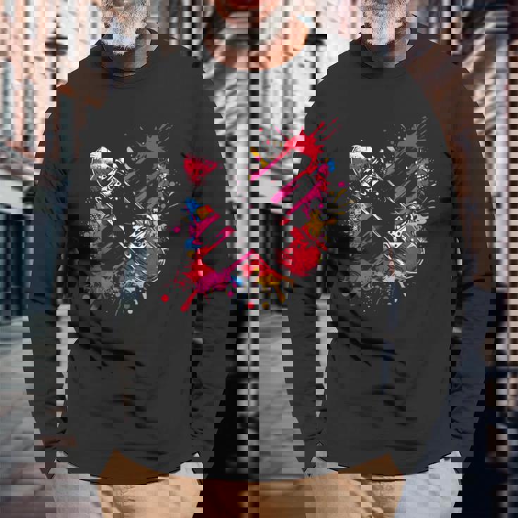 スケートボード ストリートアート スケートボード ファン 長袖Tシャツ 高齢者への贈り物