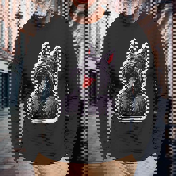 スコティッシュテリア 面白い スコティッシュテリア カワイイ 子犬 犬 長袖Tシャツ 高齢者への贈り物