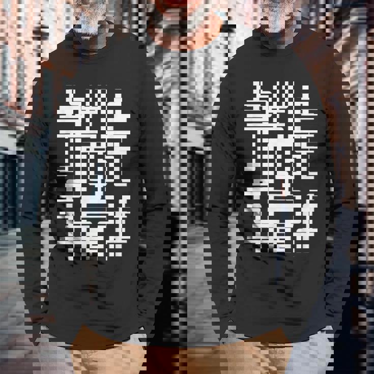 スタイリッシュ幾何学模様 長袖Tシャツ 高齢者への贈り物