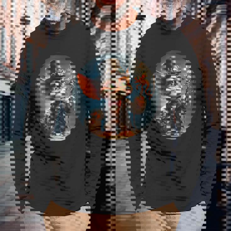 スチームパンク グレムリン クリーチャー マッドサイエンティスト 長袖Tシャツ 高齢者への贈り物