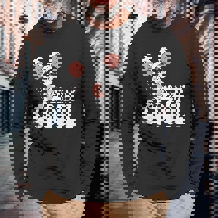 ステイ クール オーサム マウス ウェアリング サングラス 動物 ネズミ 長袖Tシャツ 高齢者への贈り物