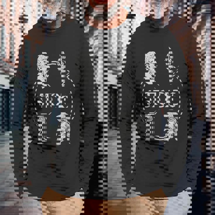 ストイックな美徳 – 知恵の勇気 正義 自己習得のシンボル 長袖Tシャツ 高齢者への贈り物