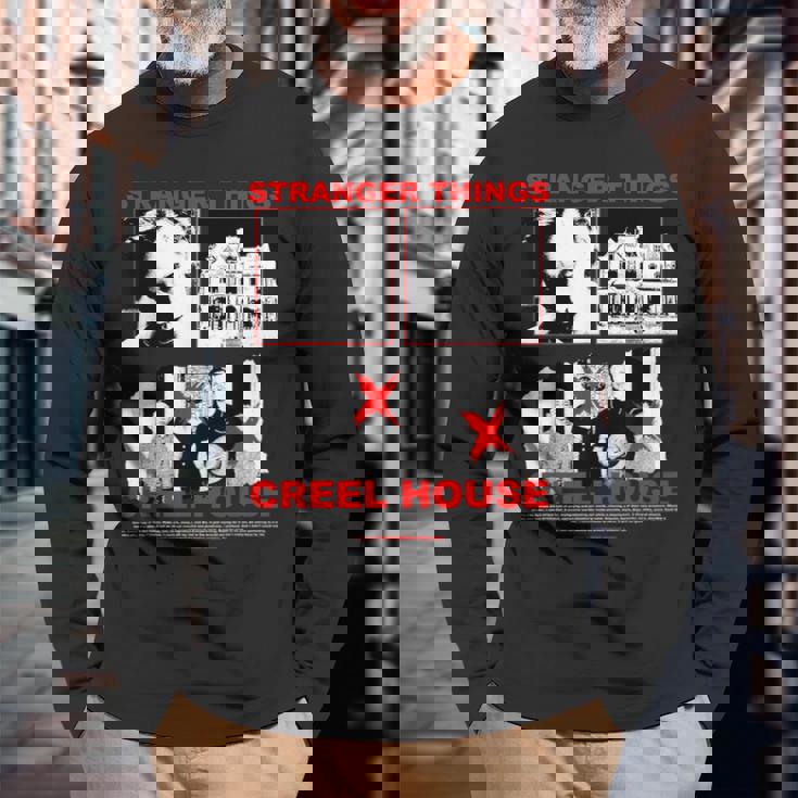 ストレンジャー・シングス 80年代 クラシック ホラー クリール ハウス アーバンレジェンド 長袖Tシャツ 高齢者への贈り物