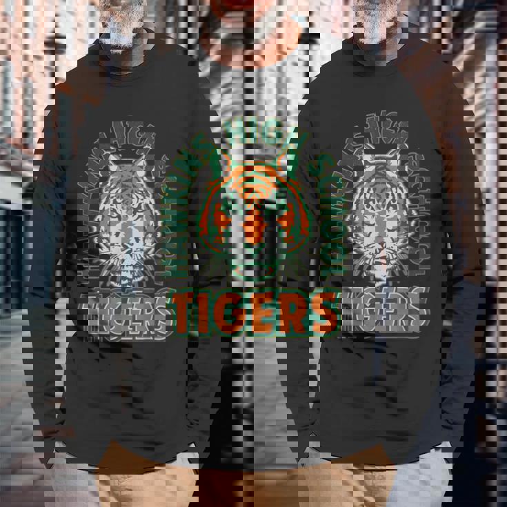 ストレンジャー・シングス ホーキンス・ハイ・タイガース 凝視ファン記念品 長袖Tシャツ 高齢者への贈り物