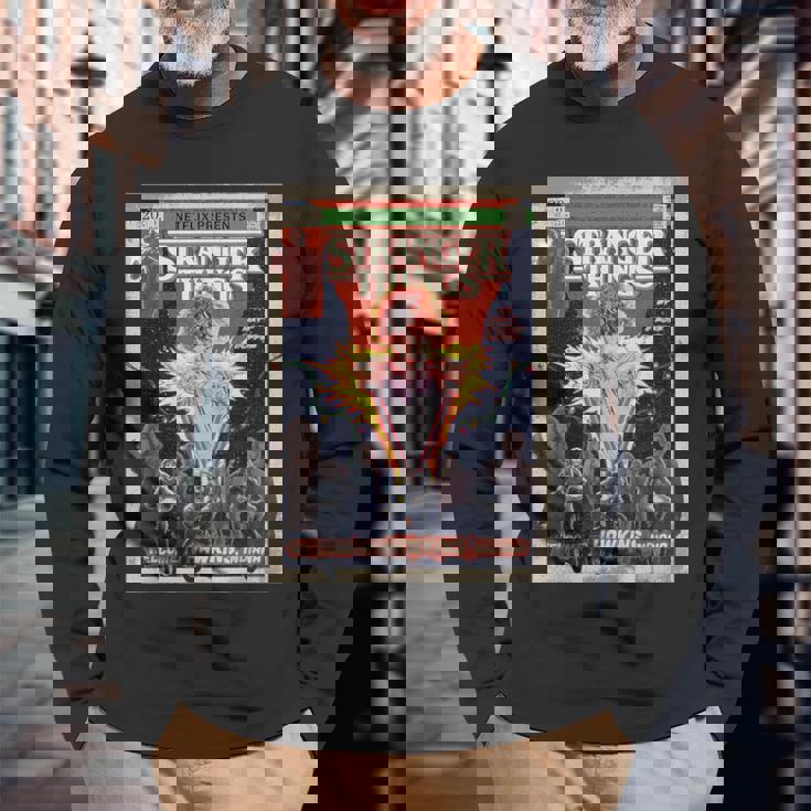 ストレンジャー・シングス リミックス 80年代レトロコミックアート ホーキンズへようこそ 長袖Tシャツ 高齢者への贈り物